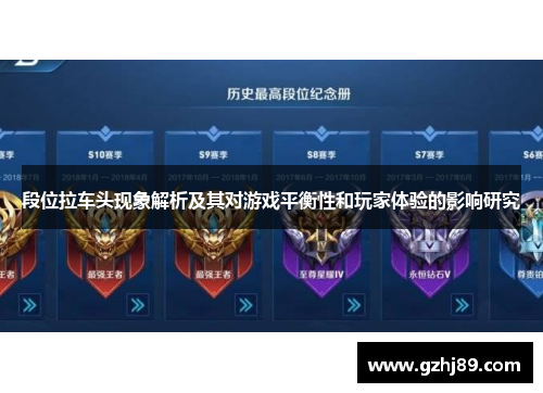 段位拉车头现象解析及其对游戏平衡性和玩家体验的影响研究